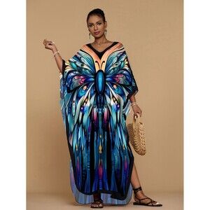 NWT Kaftan Maxi Dresses for Women Floral Print Bathing Suit Cover Up plus Size